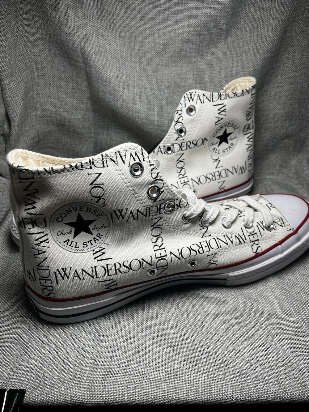 Converse White Canvas Low Top Sneakers with Red Trim - Picture 5 of 8